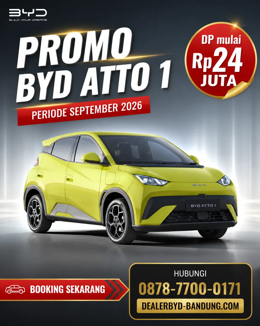 Promo BYD ATTO 1 Bandung September 2026: DP Mulai Rp24 Juta & Cashback Rp5 Juta!