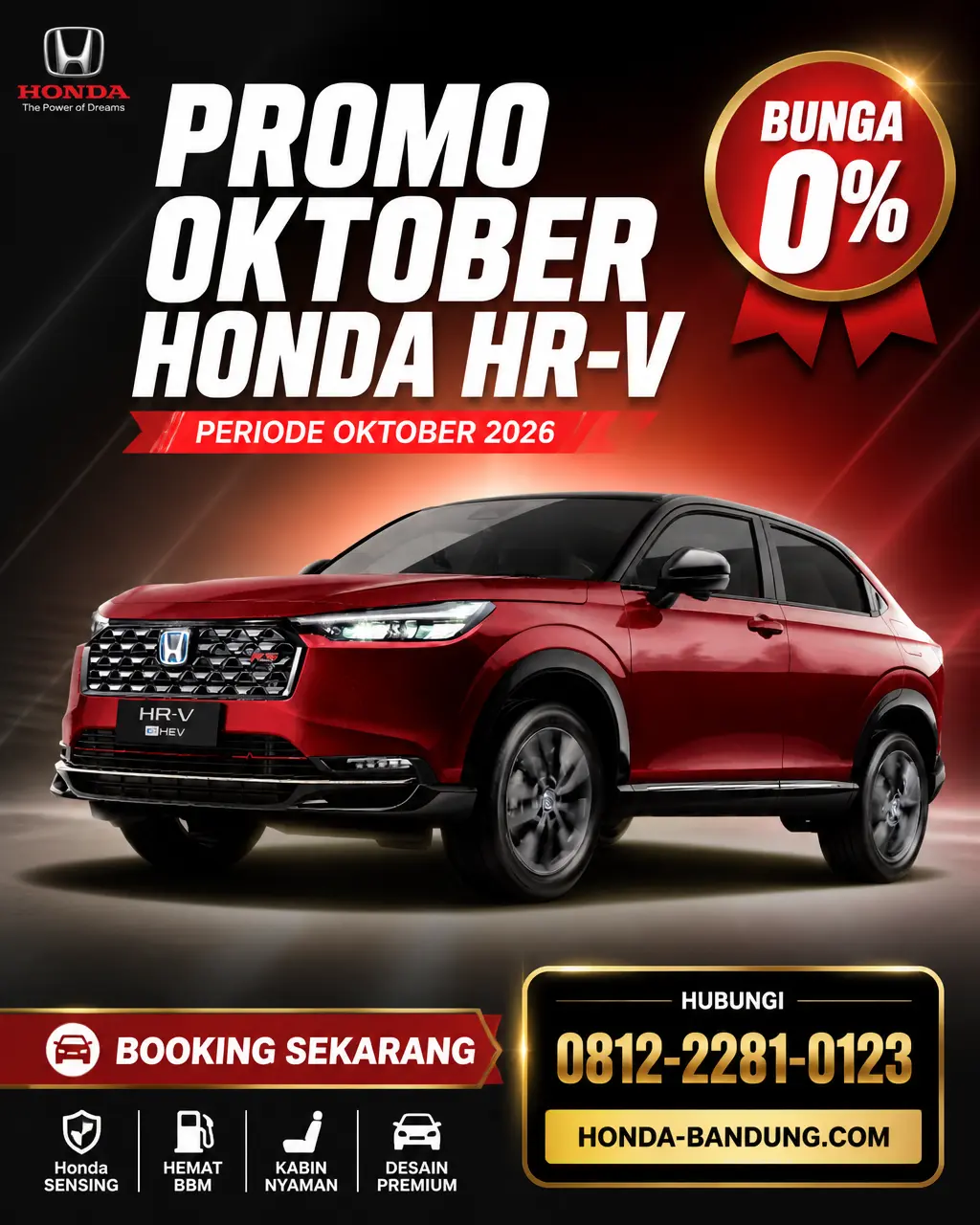 Promo Spesial Honda HR-V di Bandung: DP Ringan dan Bunga 0% Bulan Oktober 2026
